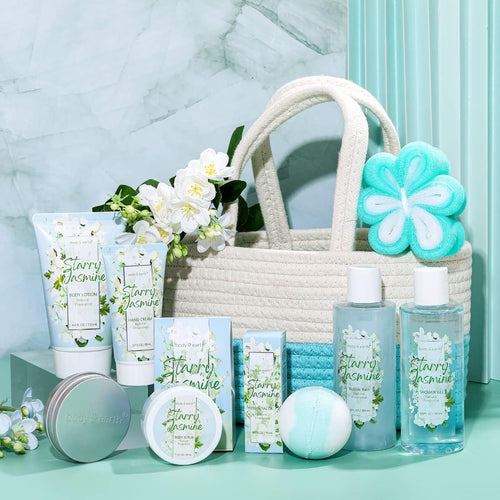 BODY & EARTH Jasmine Spa Gift Set - 11 Piece Bath & Body Collection
