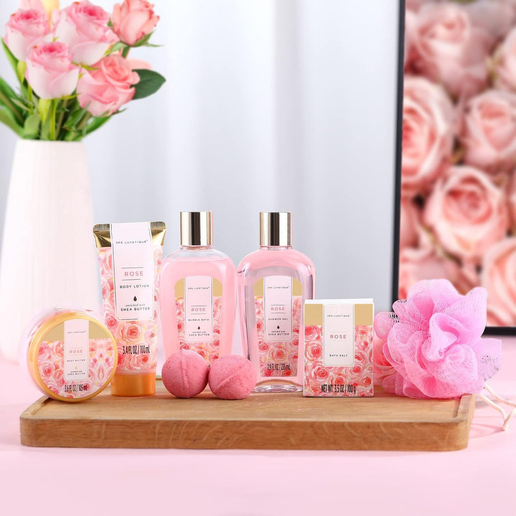 Spa Luxetique Spa Gift Set, 8pcs Rose Bath Gift Set