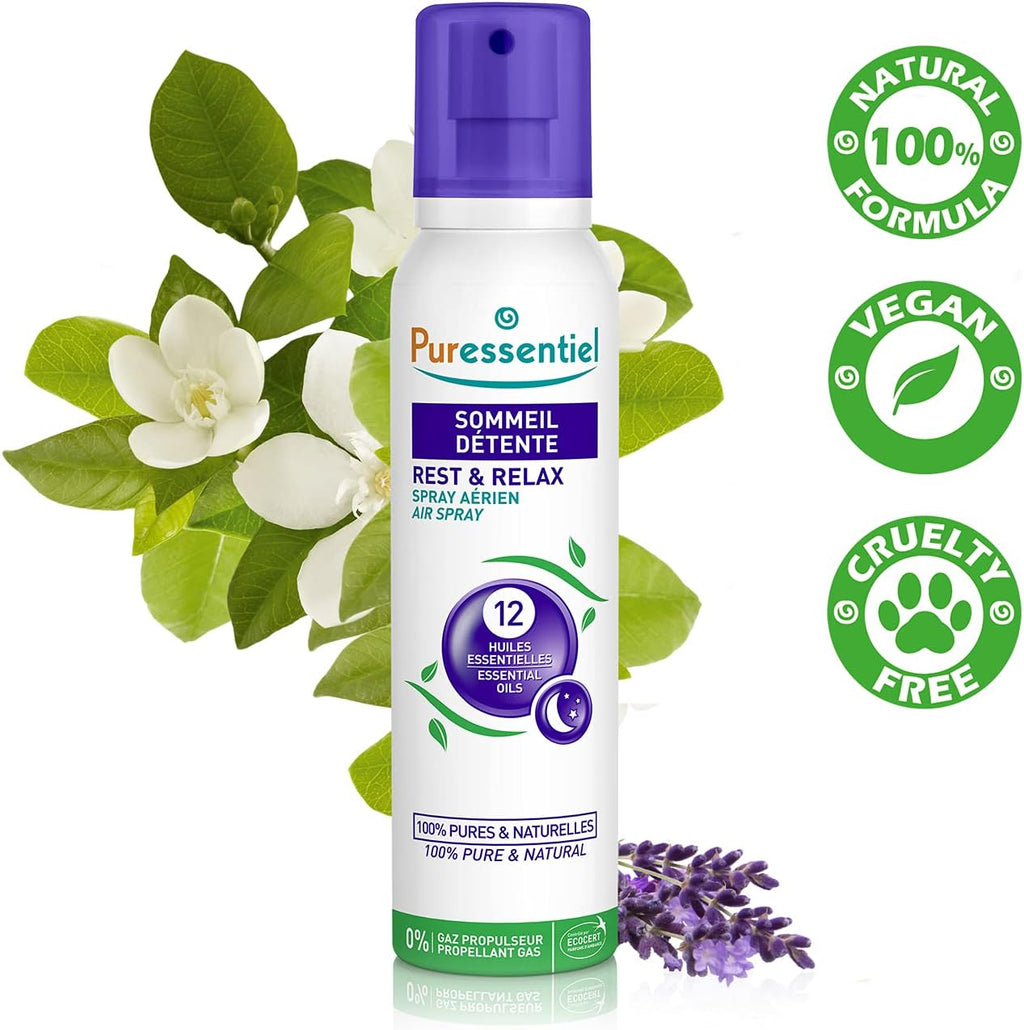Puressentiel Rest & Relax Air Spray 200ml | 12 Essential Oils with Lavender & Chamomile
