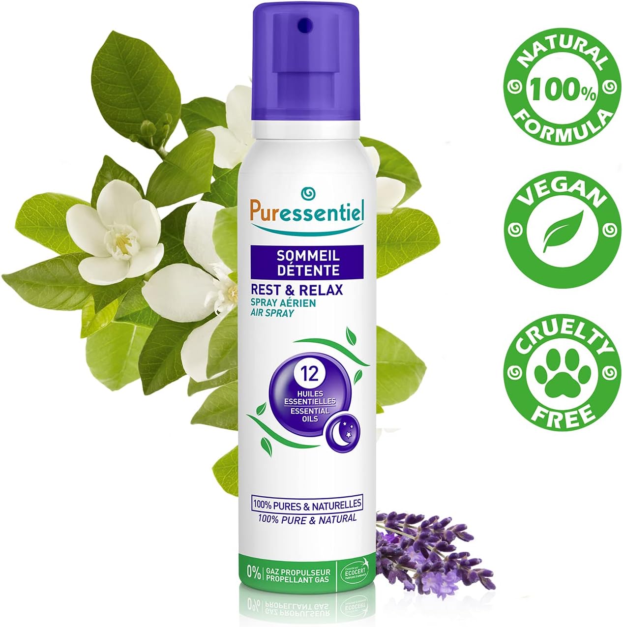 Puressentiel Rest & Relax Air Spray 200ml | 12 Essential Oils with Lavender & Chamomile