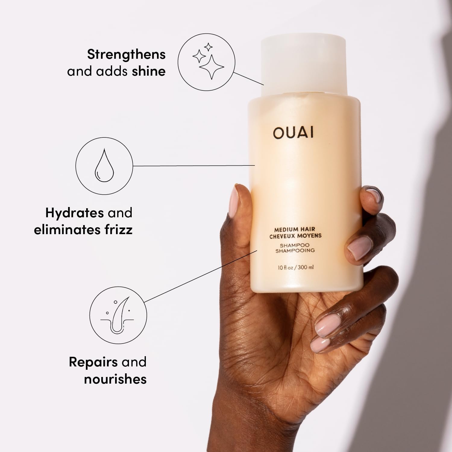 OUAI Medium Shampoo + Conditioner Set - Nourishing Hair Care Duo | 300ml Each