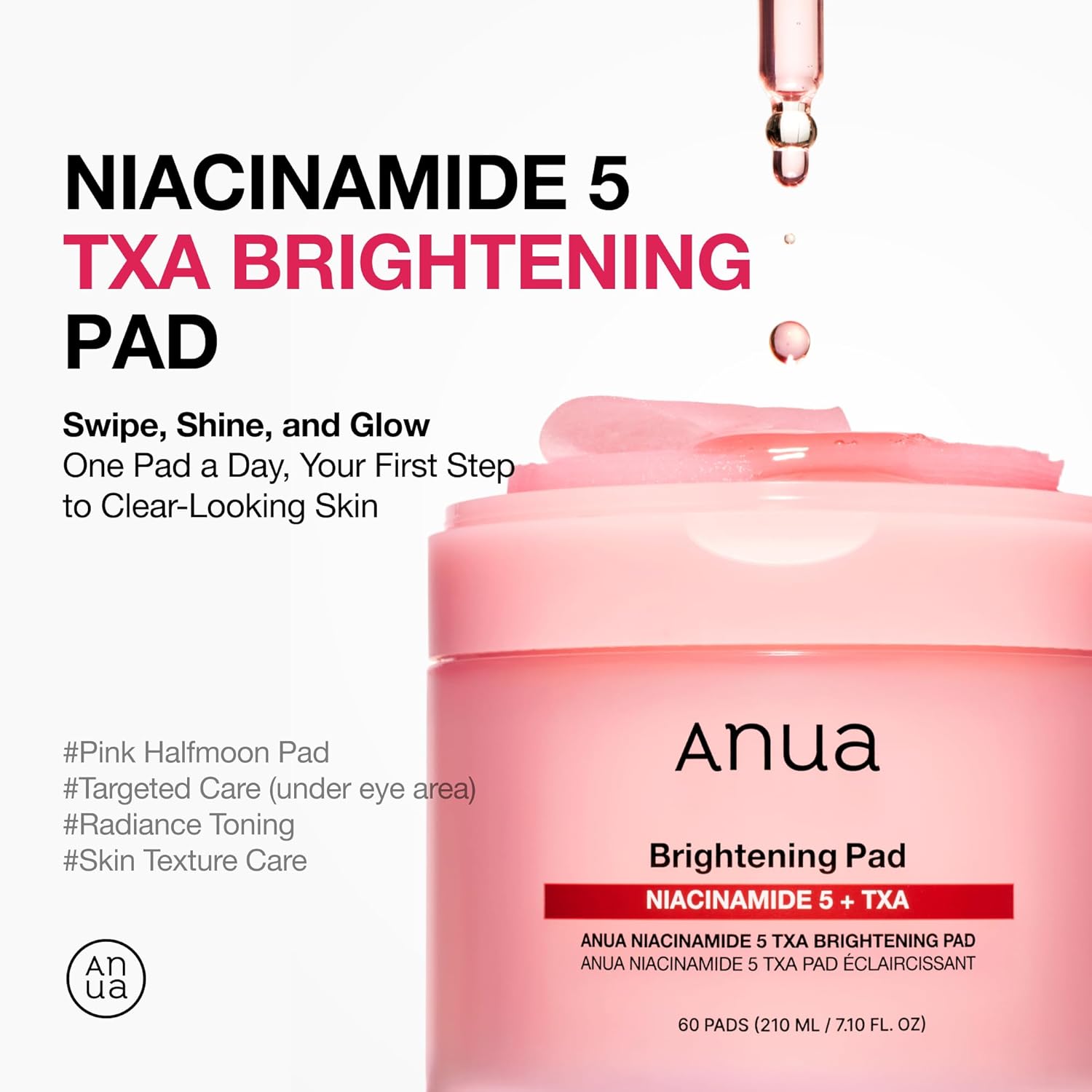 ANUA Niacinamide 5 TXA Toner Pads - Even Skin Tone & Radiance, 60 Pads