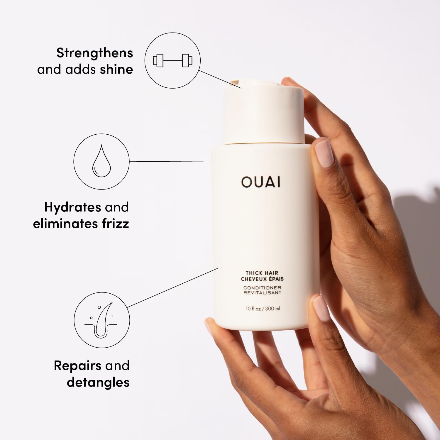 OUAI Thick Hair Conditioner Refill - Moisturizing Conditioner for Dry, Frizzy Hair | 946ml