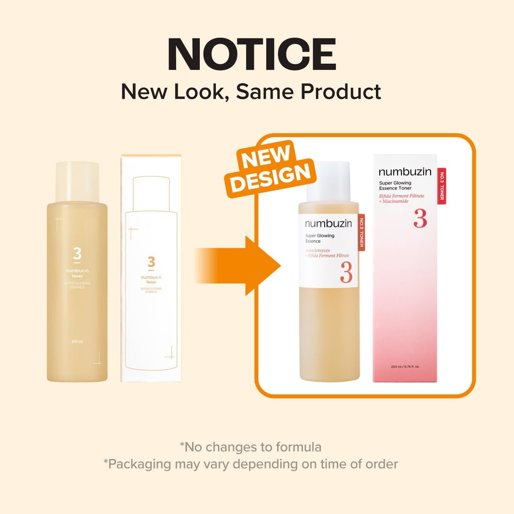 numbuzin No.3 Super Glowing Essence Toner - Radiance & Pore Tightening, 200 mL