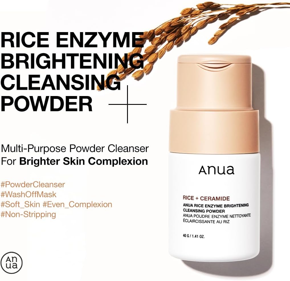 ANUA Rice Enzyme Brightening Cleansing Powder - Gentle Exfoliator, 40g