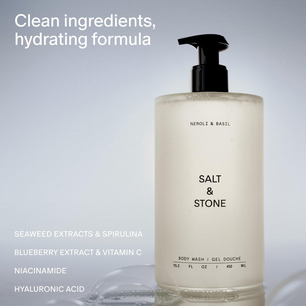 Salt & Stone Body Wash with Antioxidants for Deep Moisture | Neroli & Basil Refill