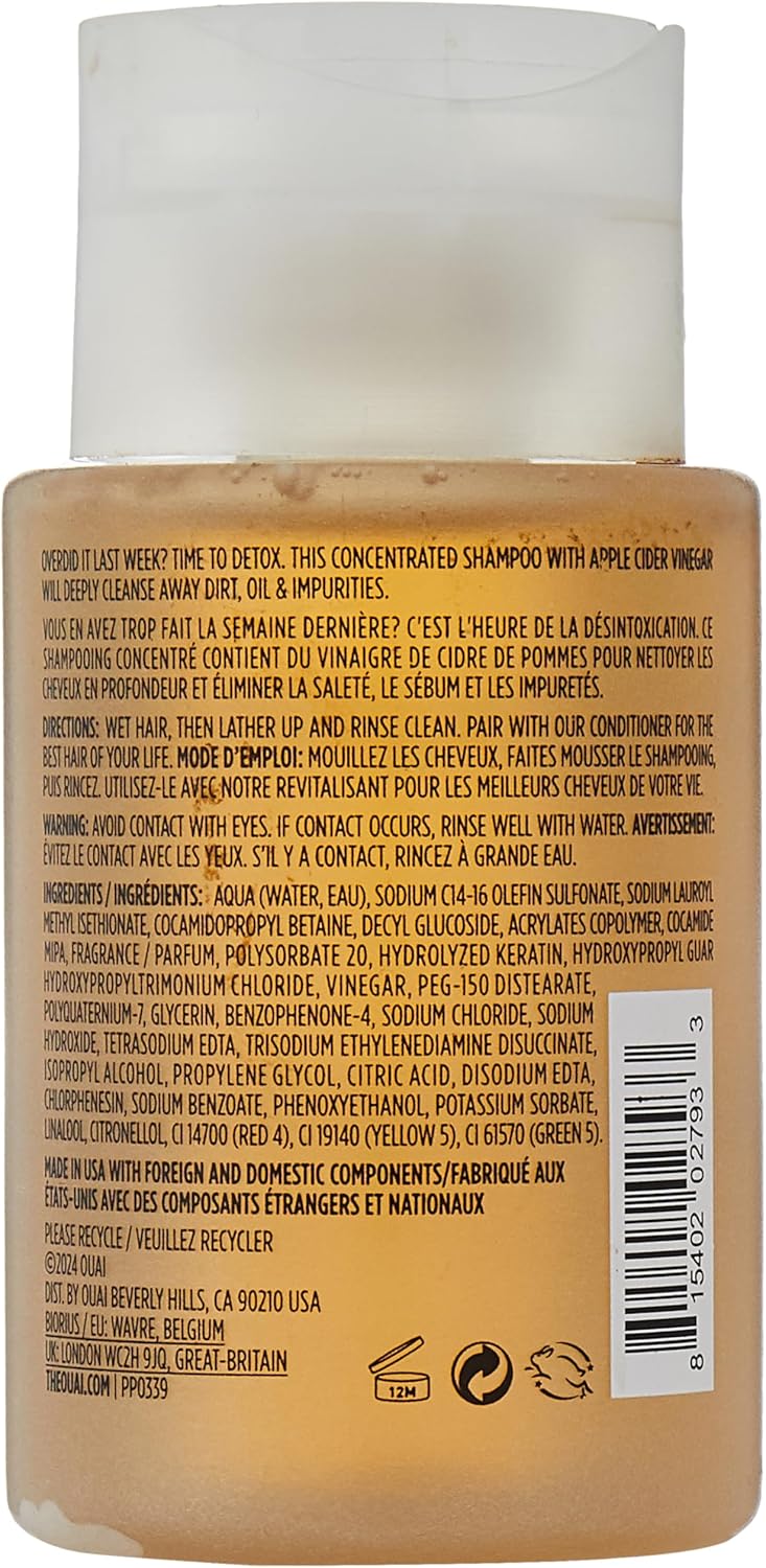 OUAI Detox Shampoo Travel Size - Clarifying Shampoo for Buildup & Hard Water | 89ml