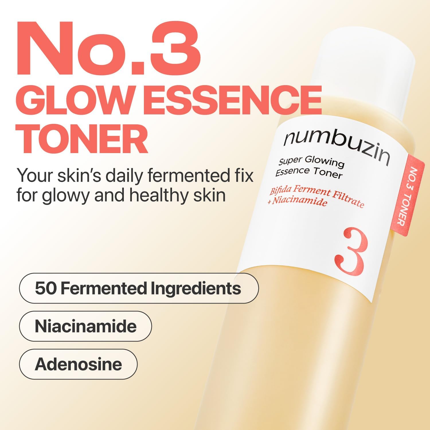 numbuzin No.3 Super Glowing Essence Toner - Radiance & Pore Tightening, 200 mL