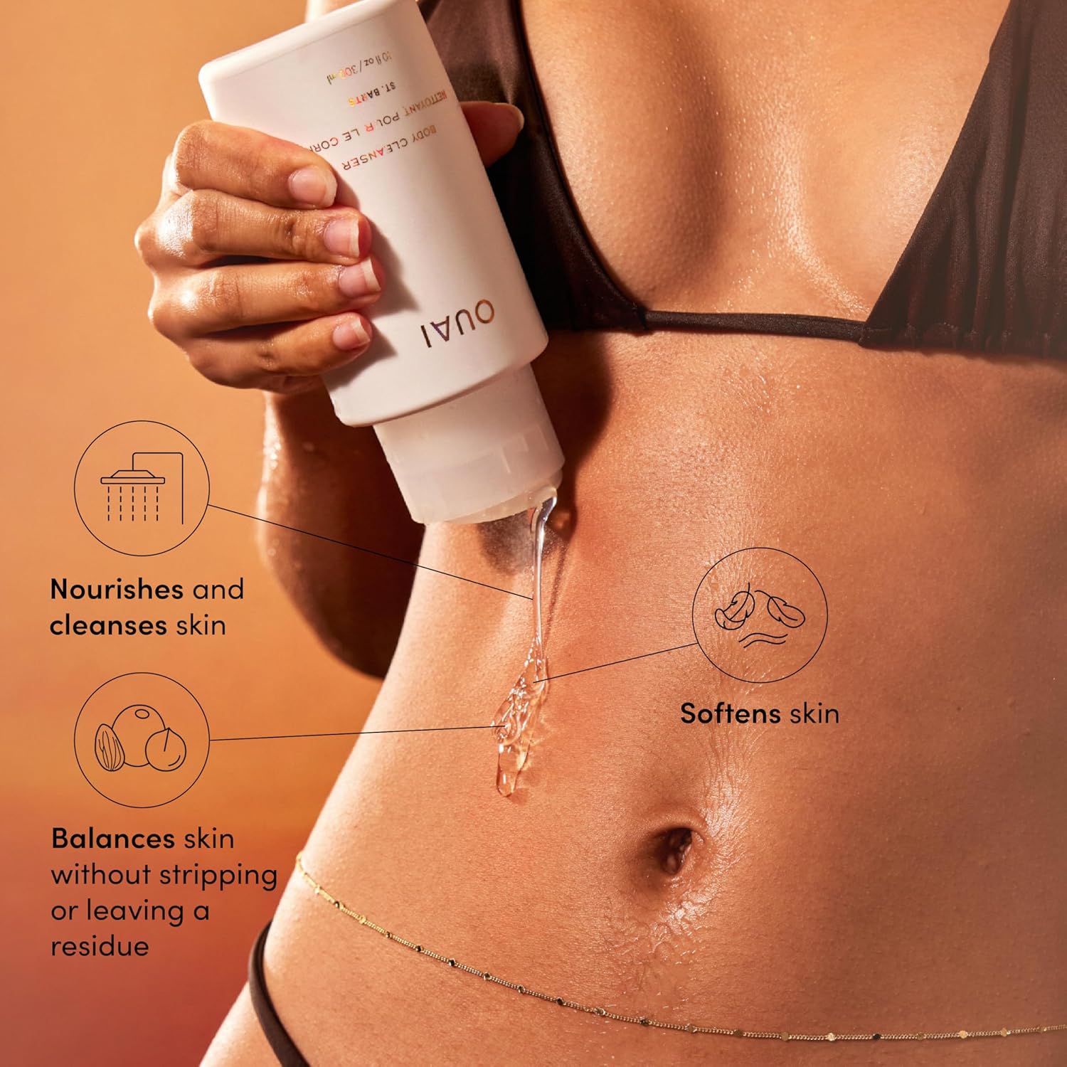 OUAI Body Cleanser, St. Barts - Foaming Body Wash with Jojoba & Rosehip Oil | 300ml