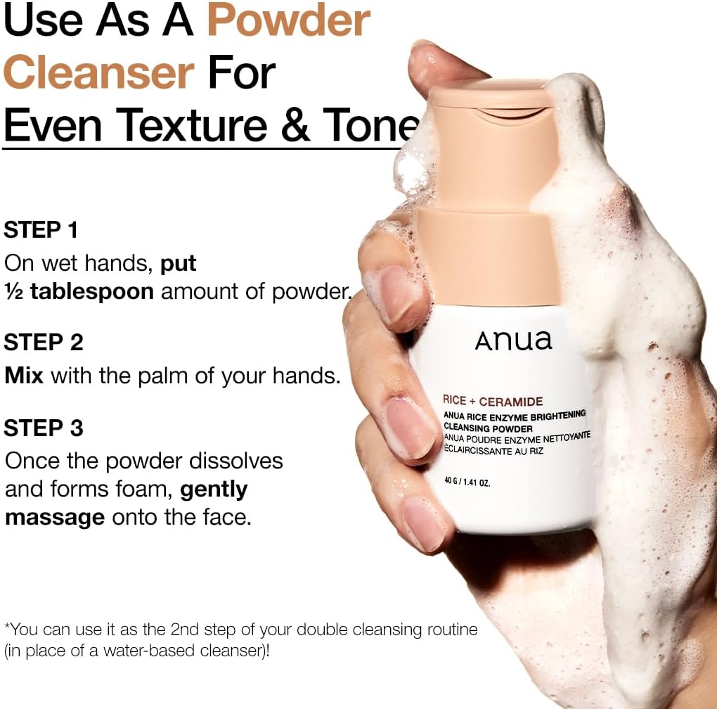 ANUA Rice Enzyme Brightening Cleansing Powder - Gentle Exfoliator, 40g