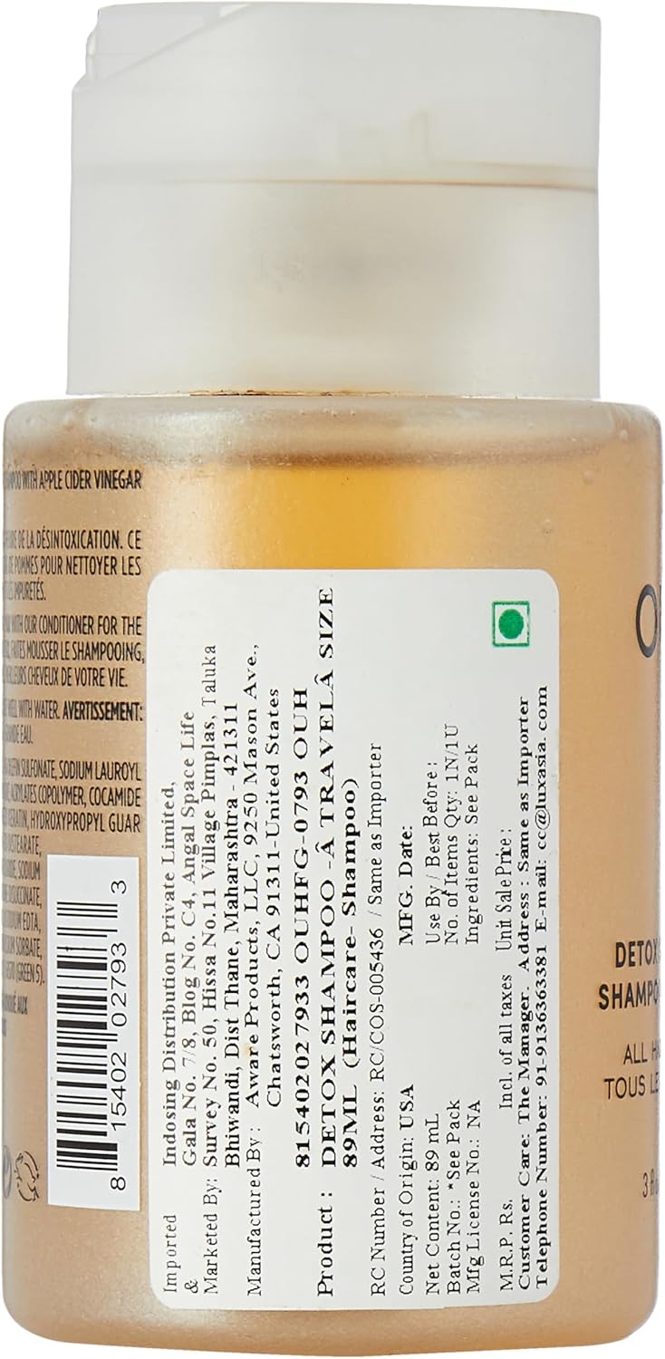 OUAI Detox Shampoo Travel Size - Clarifying Shampoo for Buildup & Hard Water | 89ml