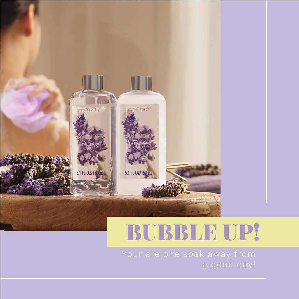 BODY & EARTH Lavender Spa Gift Set - 11 Piece Bath & Body Collection
