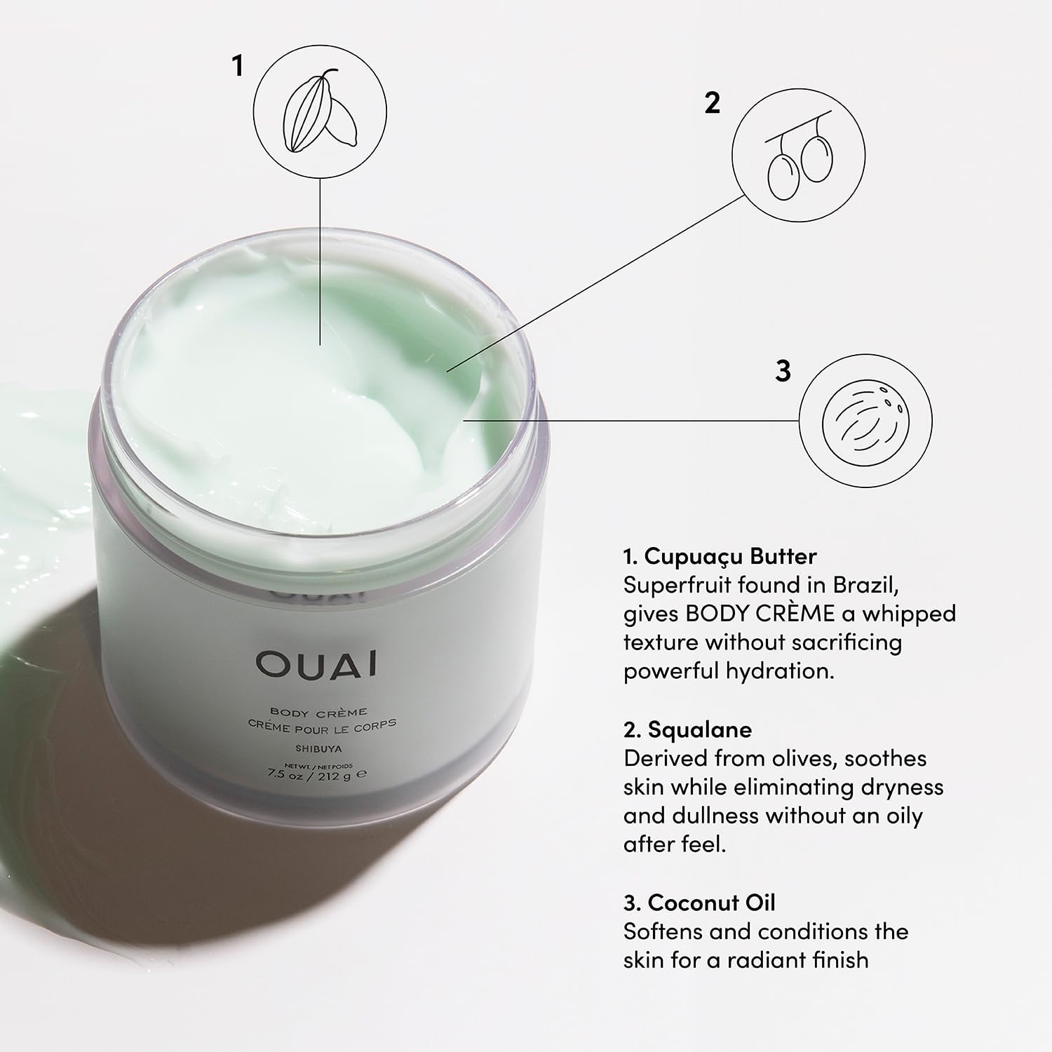 OUAI Body Cream, Shibuya - Hydrating Whipped Body Cream | 7.5oz