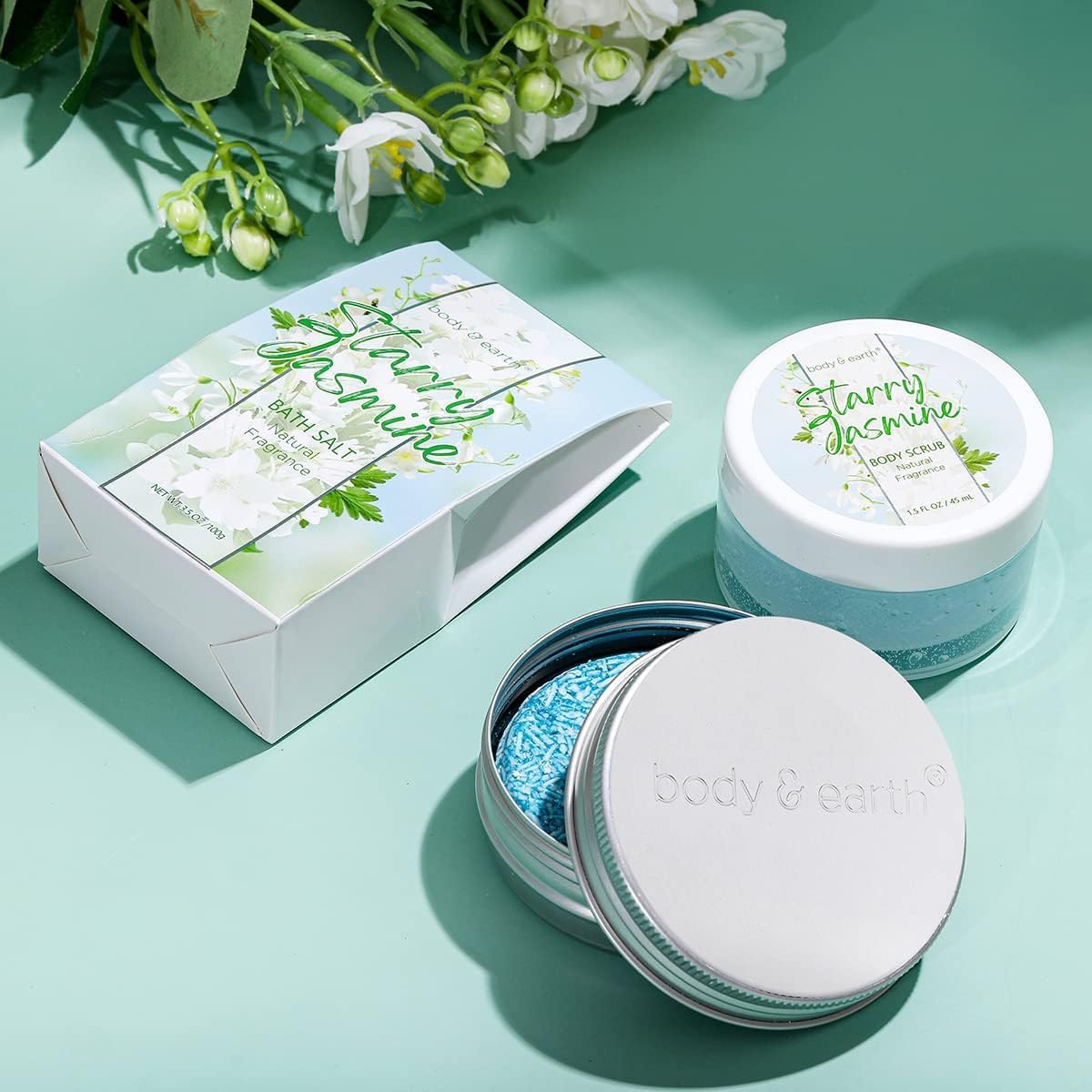 BODY & EARTH Jasmine Spa Gift Set - 11 Piece Bath & Body Collection