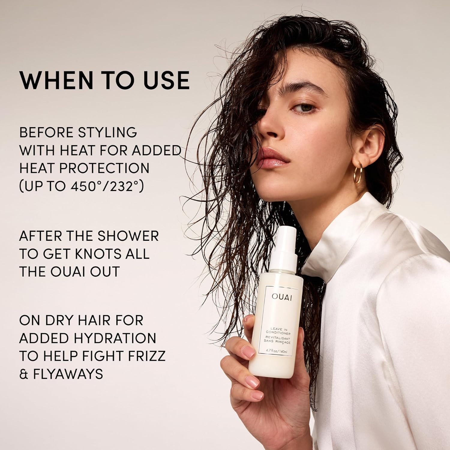 OUAI Leave In Conditioner & Heat Protectant Spray - Prime & Detangle | 140ml