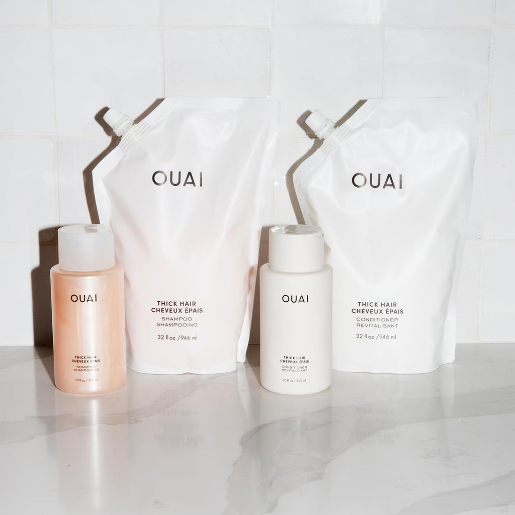 OUAI Thick Hair Conditioner Refill - Moisturizing Conditioner for Dry, Frizzy Hair | 946ml