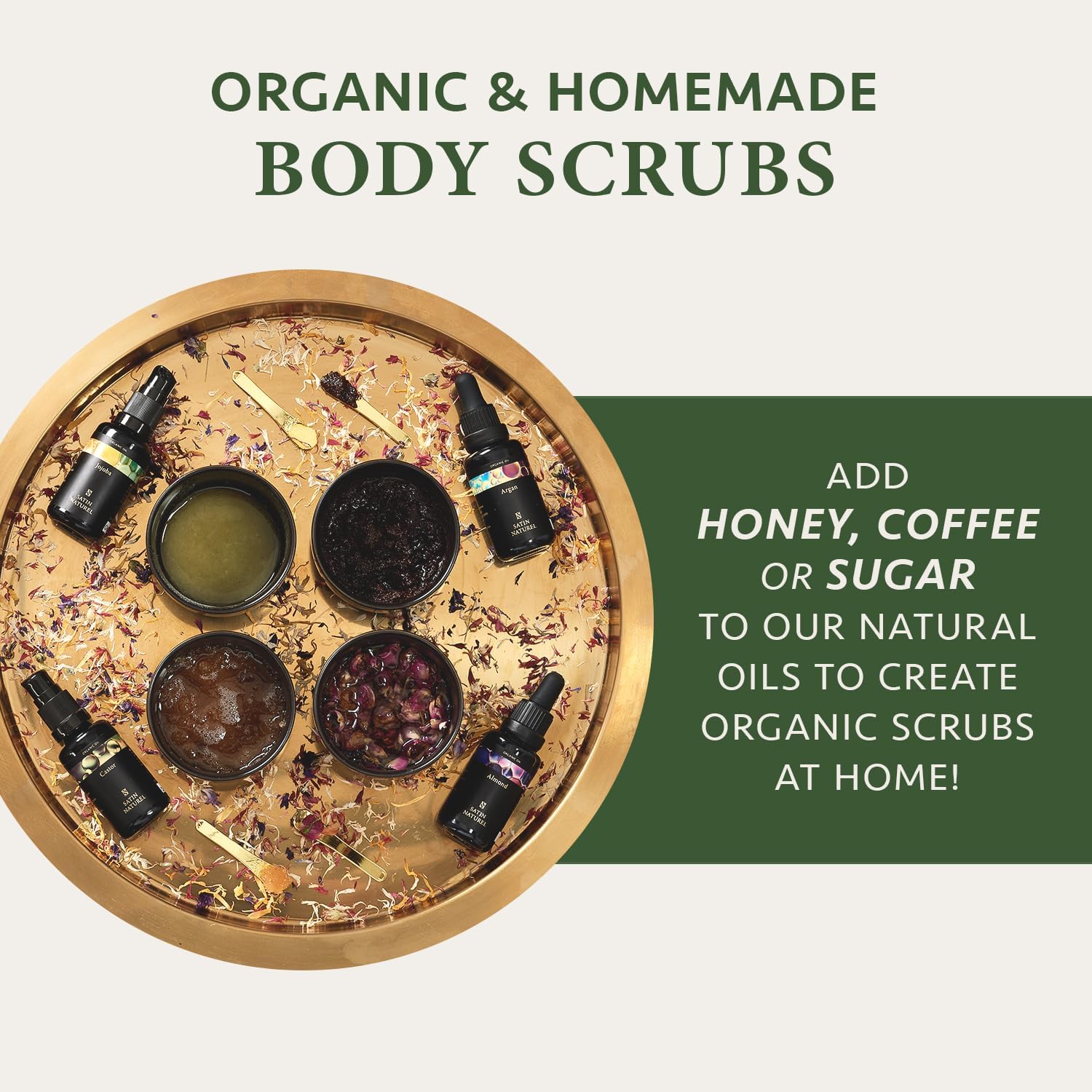 Satin Naturel Luxury Gift Set - 5 Organic Oils & Body Scrub