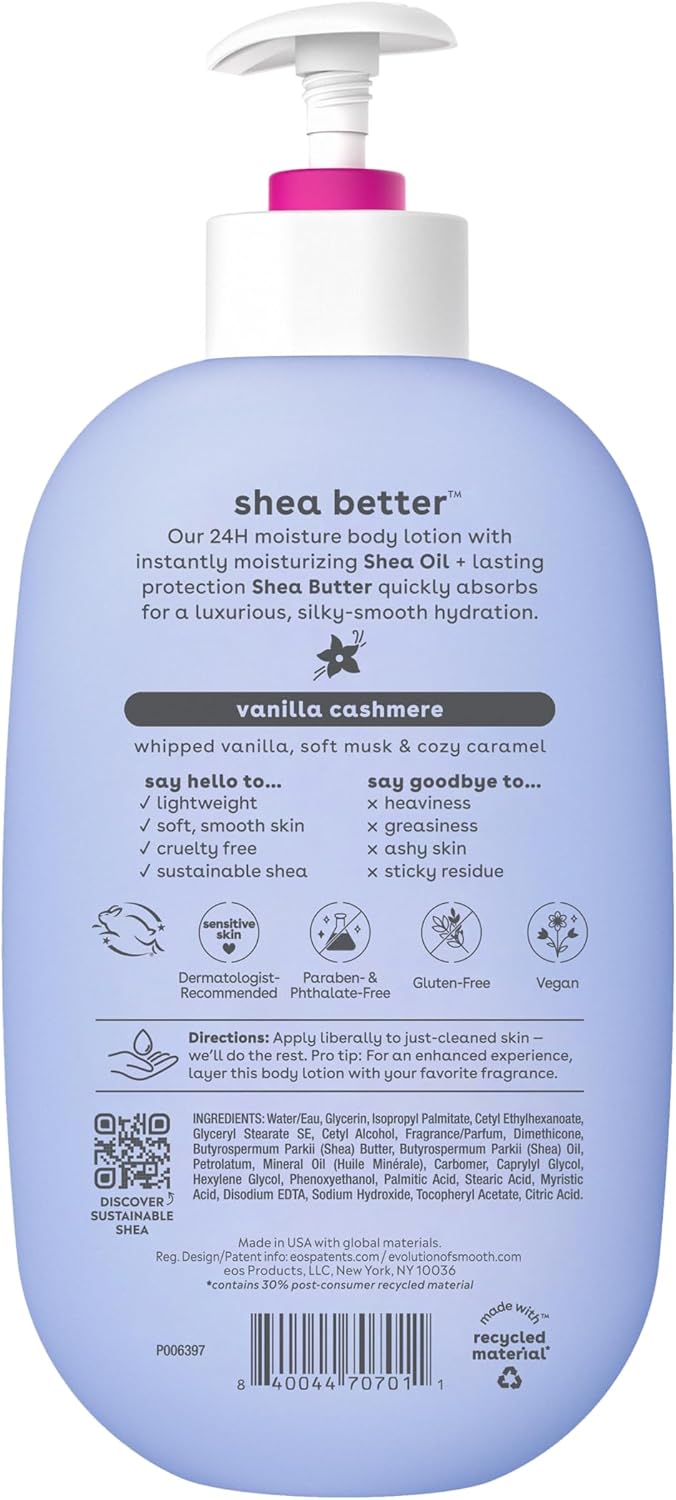 eos Vanilla Cashmere Body Lotion – Shea Better 24hr Moisture