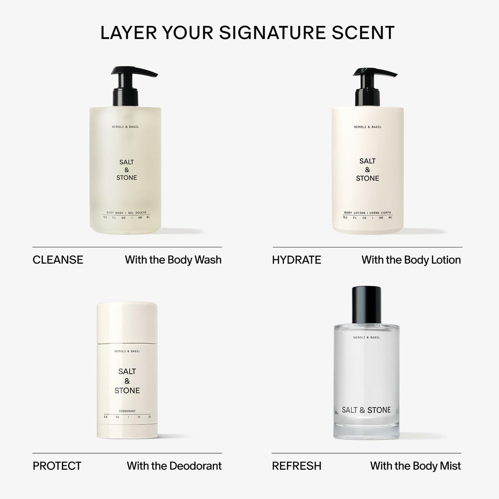 Salt & Stone Body Wash with Antioxidants for Deep Moisture | Neroli & Basil Refill
