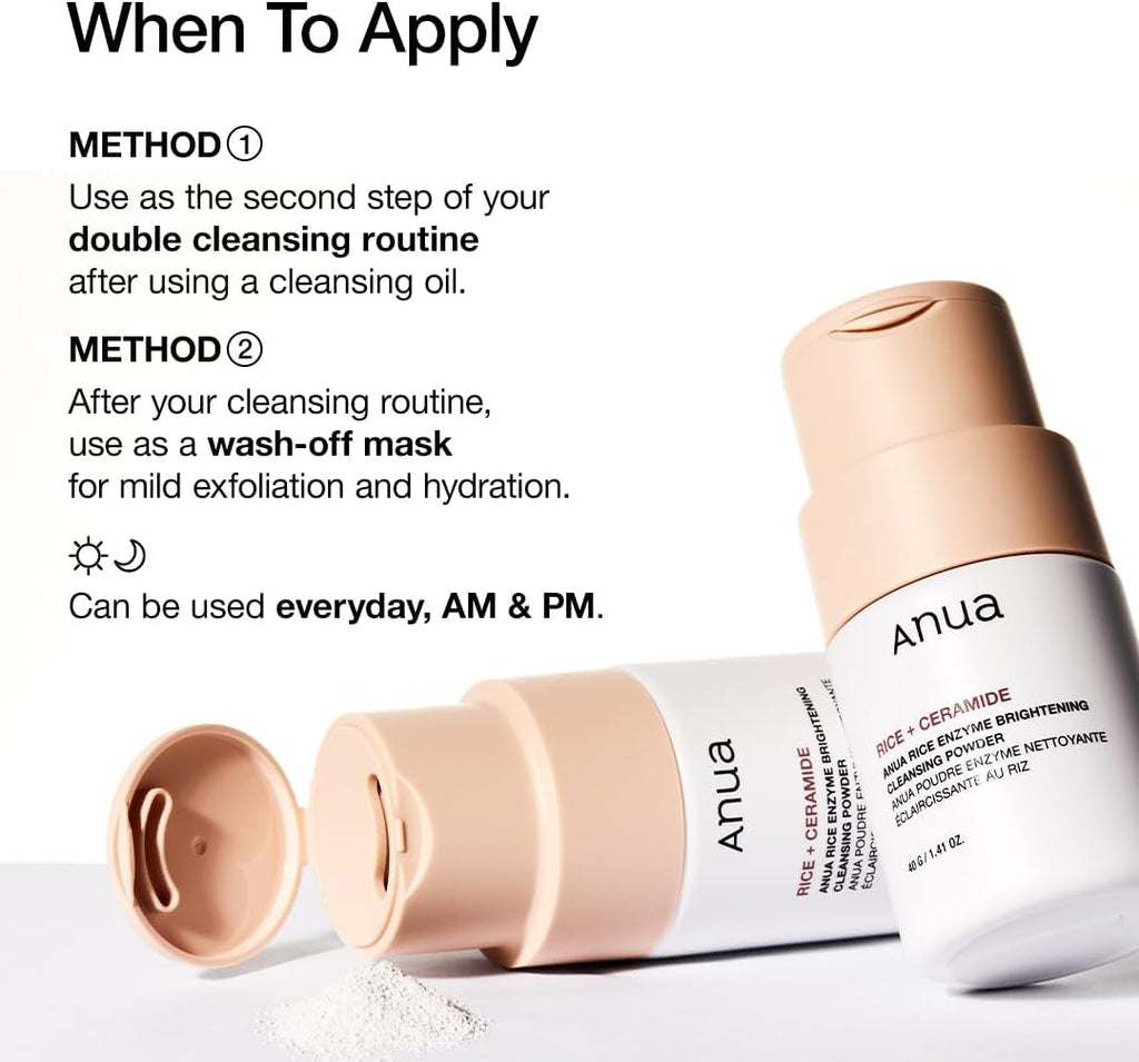 ANUA Rice Enzyme Brightening Cleansing Powder - Gentle Exfoliator, 40g
