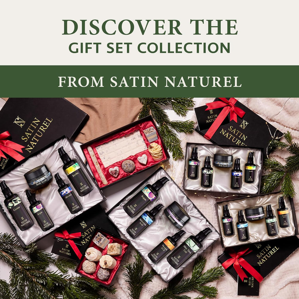 Satin Naturel Luxury Gift Set - 5 Organic Oils & Body Scrub