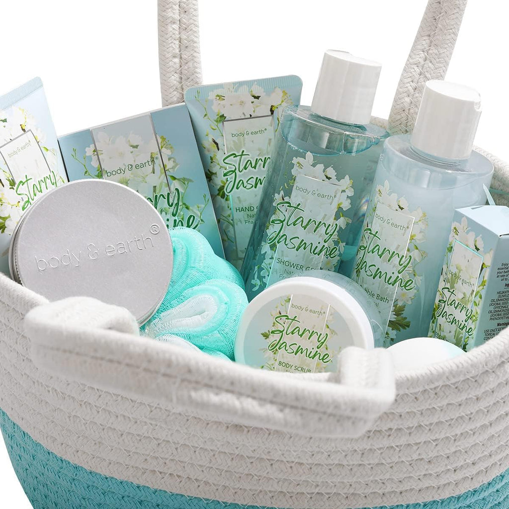 BODY & EARTH Jasmine Spa Gift Set - 11 Piece Bath & Body Collection