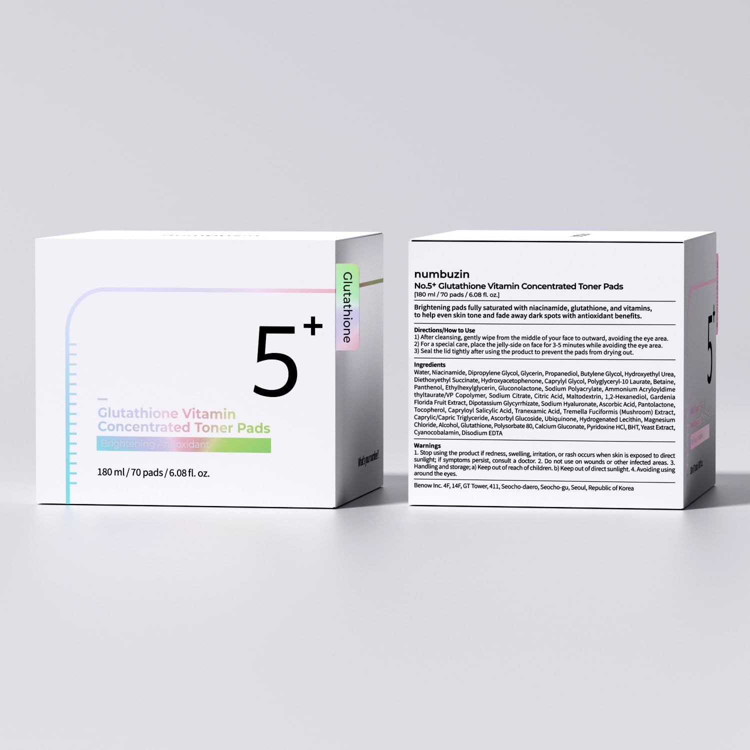numbuzin No.5 Vitamin-Niacinamide Concentrated Toner Pads, 70 Pads