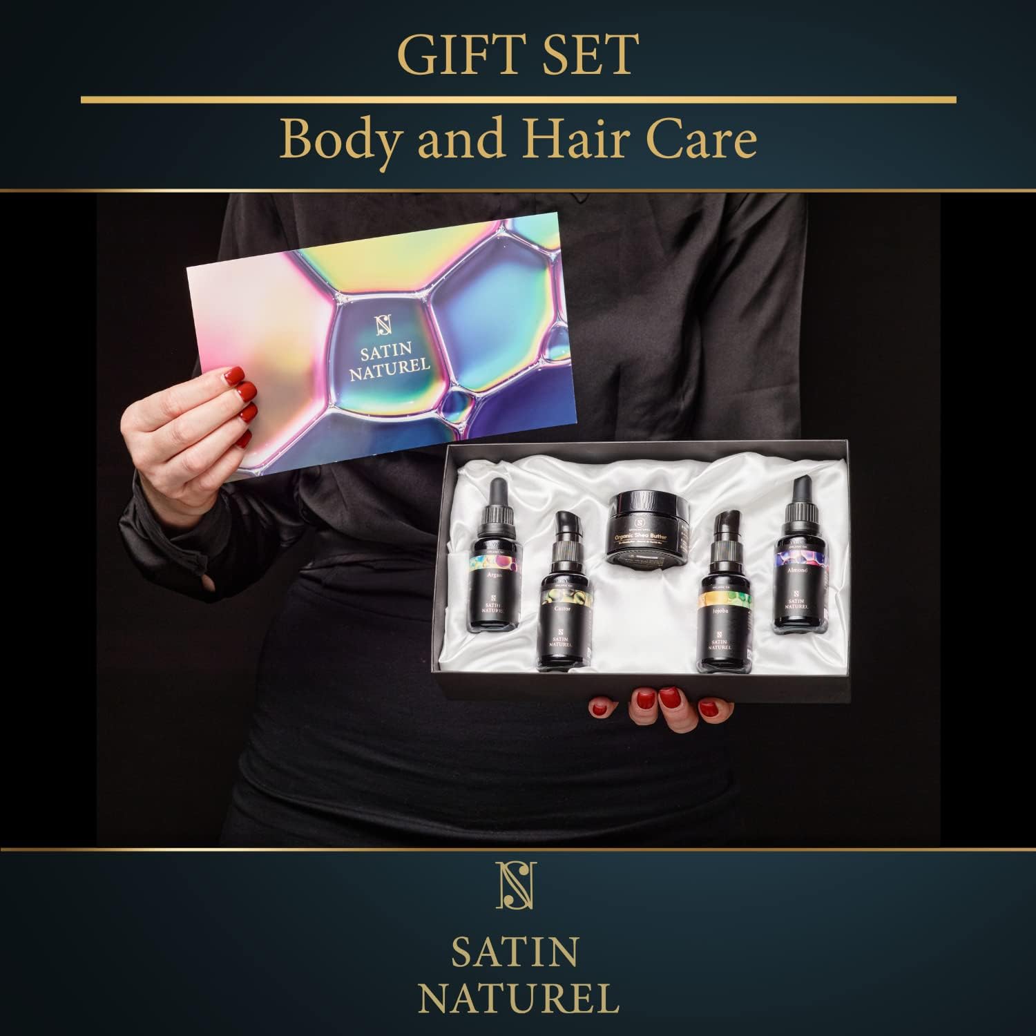 Satin Naturel Luxury Gift Set - 5 Organic Oils & Body Scrub