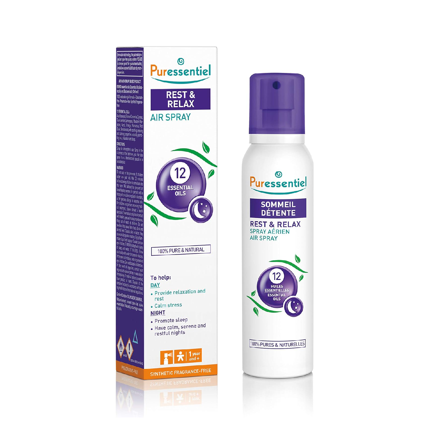 Puressentiel Rest & Relax Air Spray 200ml | 12 Essential Oils with Lavender & Chamomile