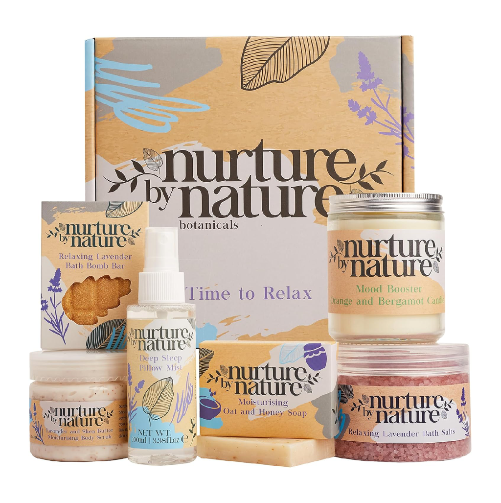 Nurture by Nature Relax & Calm Spa Gift Set - 6 Piece Lavender Collection